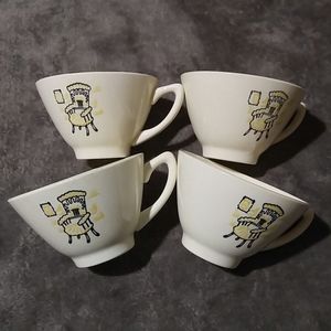 4 Vintage White Tea Cups Yellow Kitchen Chair Set